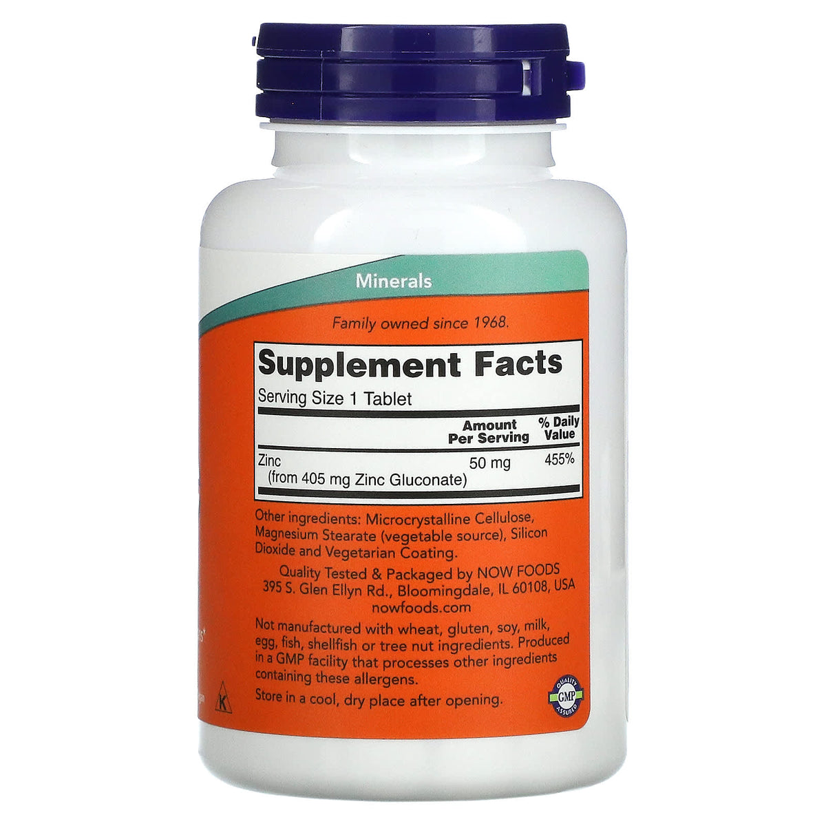 Now Foods Zinc Gluconate 50 Mg 250 Tablets Hilife Vitamins 8110