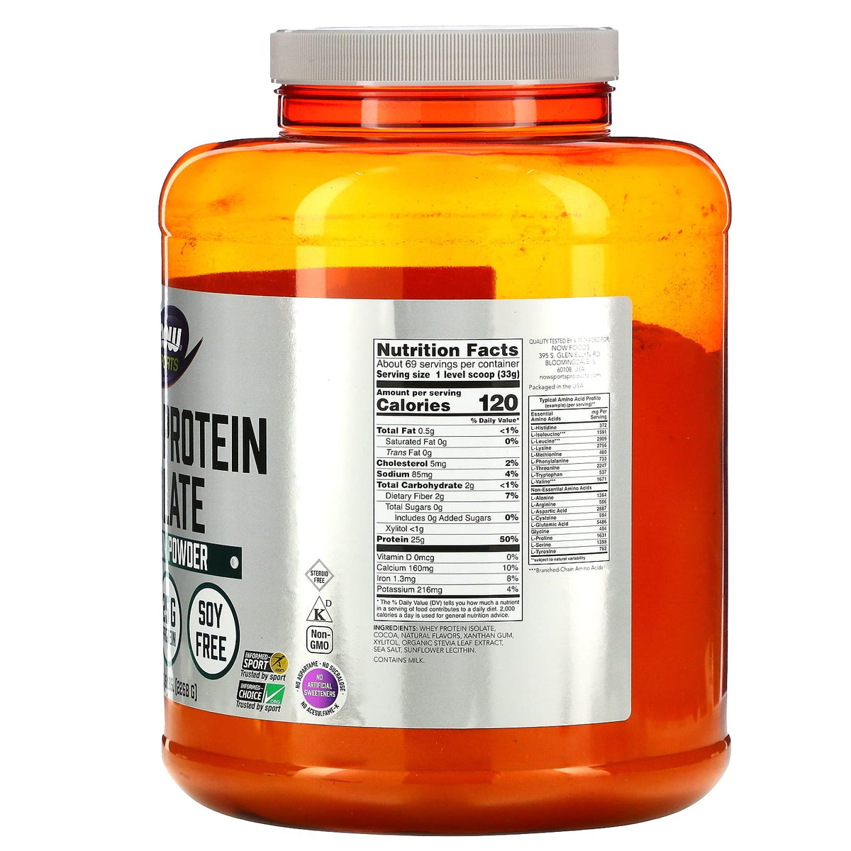 Now Foods, WHEY PROTEIN ISOLATE CHOCOLATE, 5 Powder HiLife Vitamins