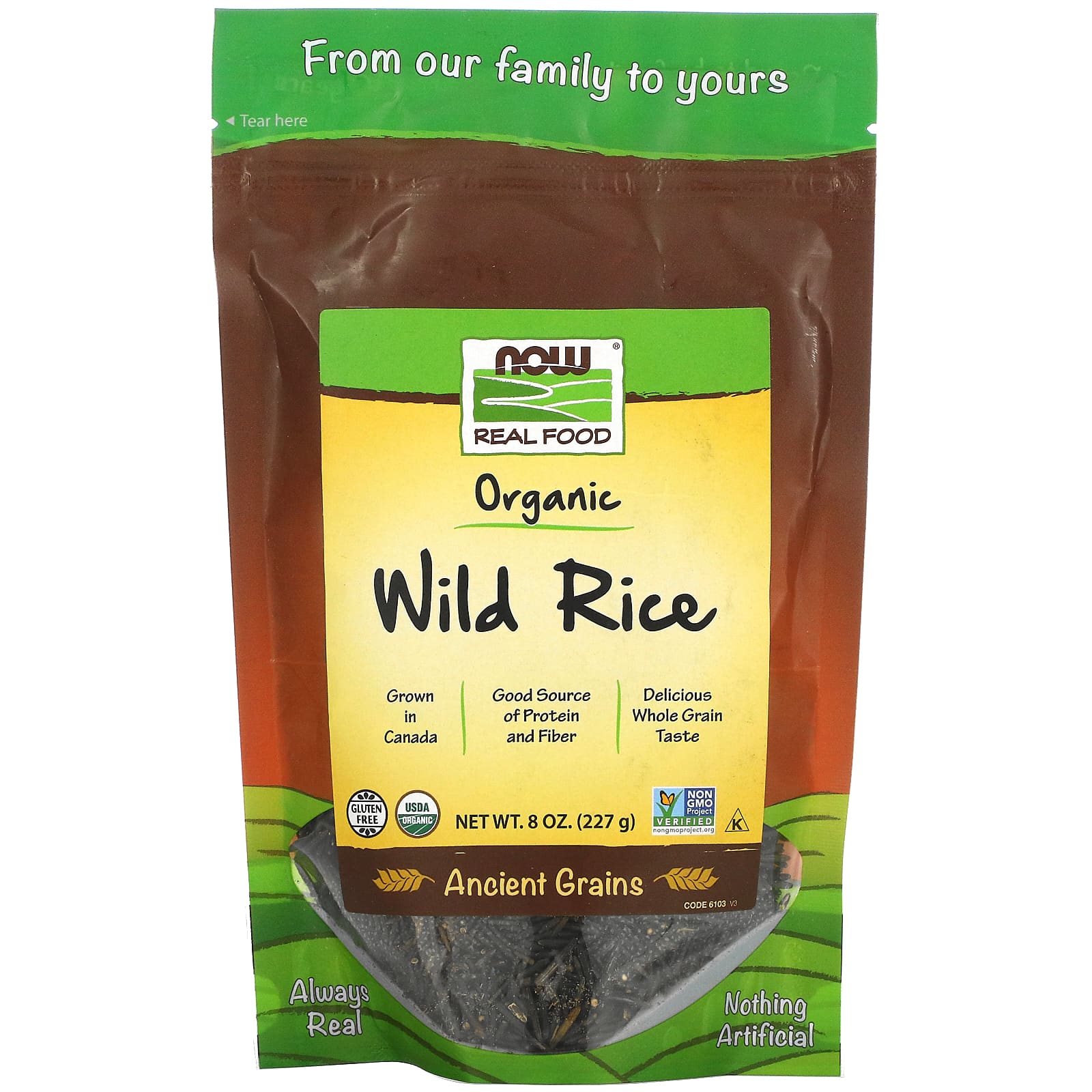 Now Foods, Wild Rice Organic, 8 OZ OZ UPC 733739061034 | HiLife Vitamins