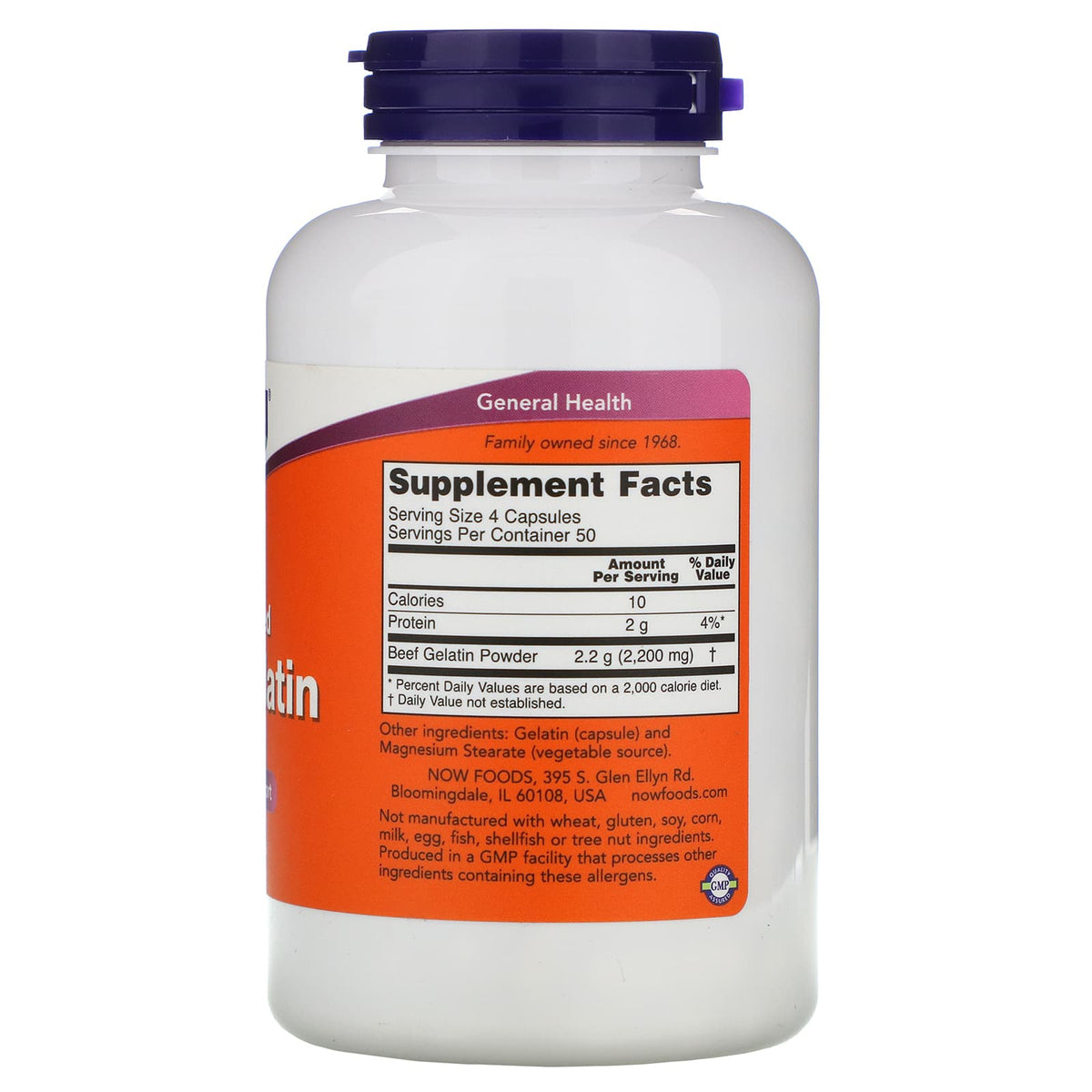 Now Foods, Beef Gelatin 550mg Hydrolyzed, GELATIN CAPS HiLife Vitamins