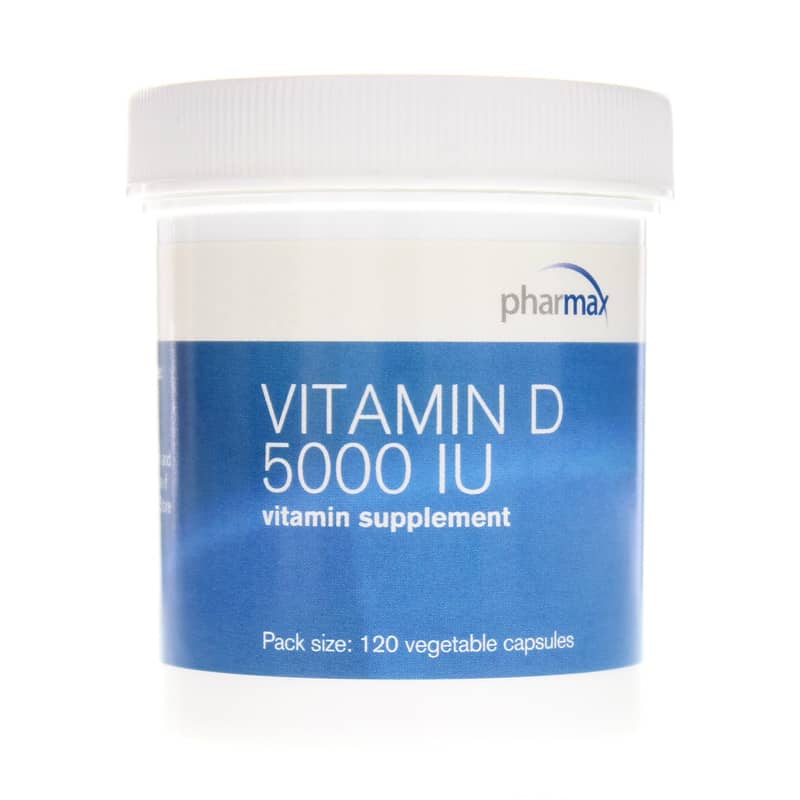 Pharmax, Vitamin D 5000 IU, 120 Vegatable Capsules UPC 883196212606 | HiLife Vitamins