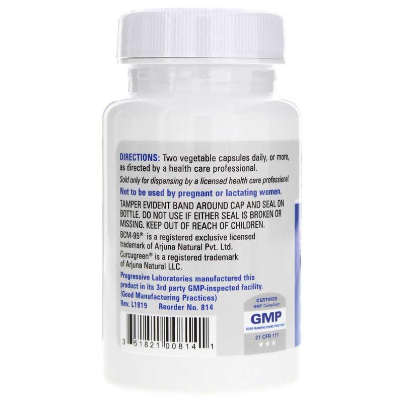 Progressive Laboratories, Curcumin BCM-95, 60 Vegetable Capsules UPC 351821008141 | HiLife Vitamins