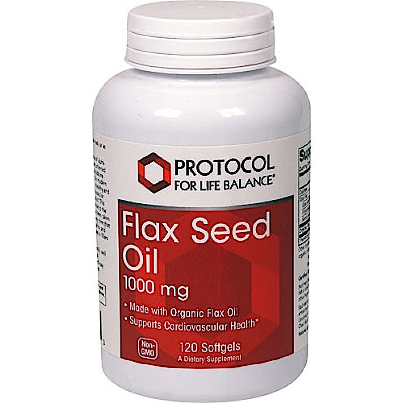 Protocol For Life Balance, FLAX OIL 1000mg ORGANIC, 120 Softgels UPC 707359117709 | HiLife Vitamins