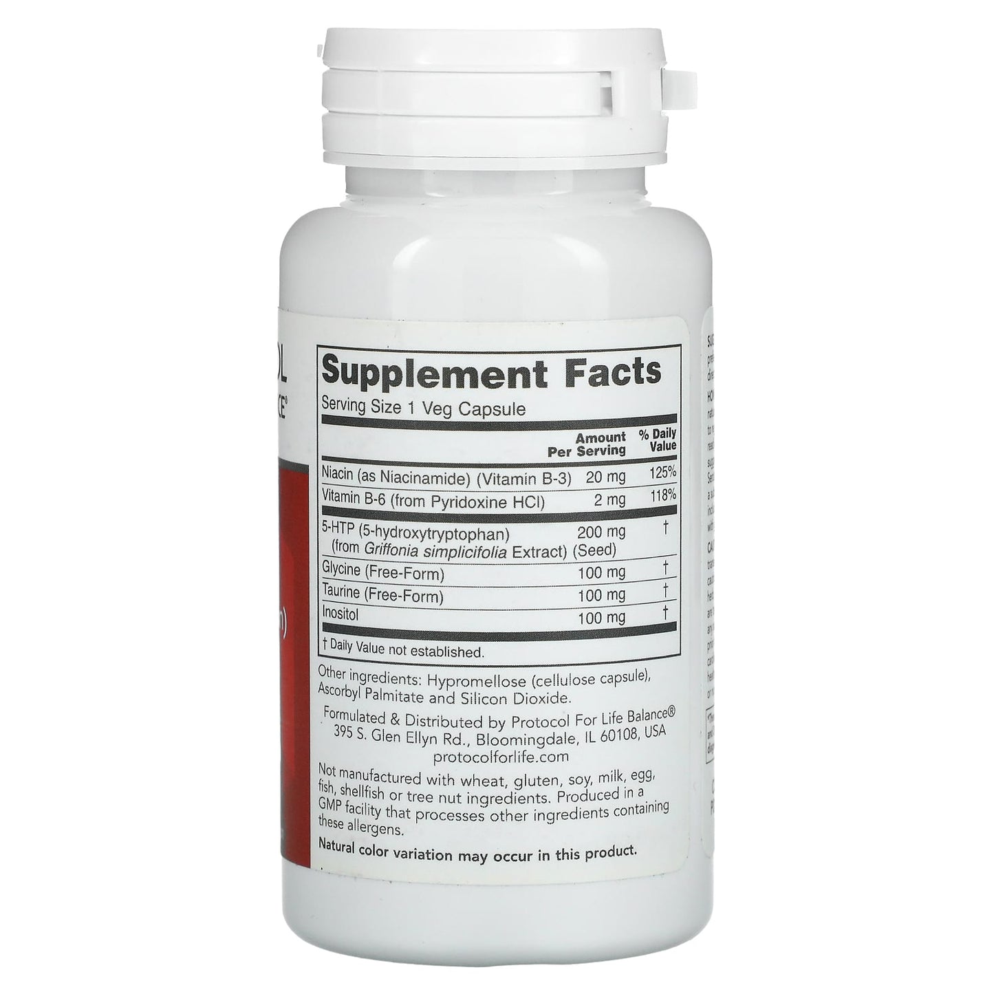 Protocol For Life Balance, 5-HTP 200mg, 60 Veg Capsules UPC 707359101081 | HiLife Vitamins