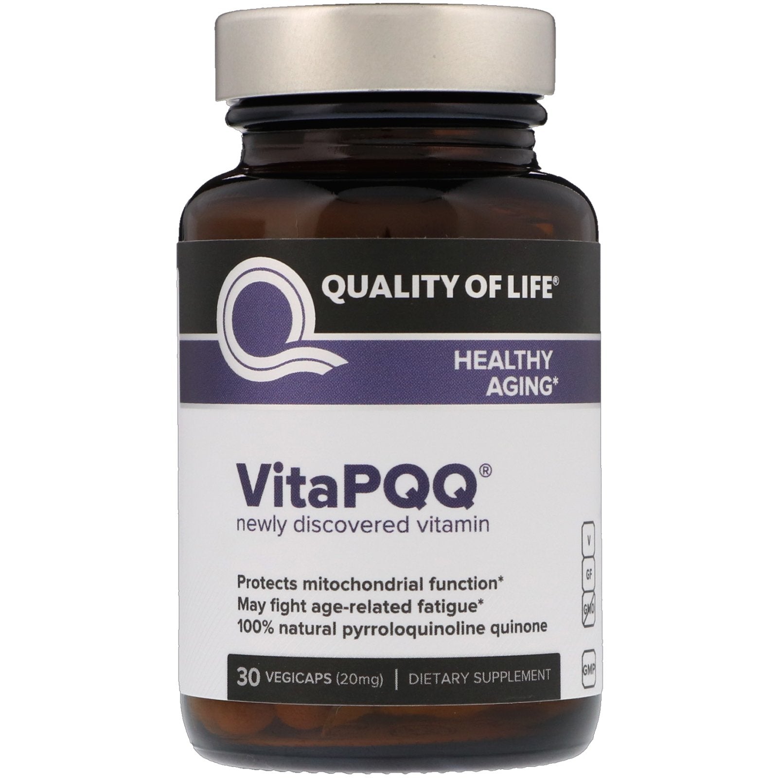 Quality Of Life, Vita Pqq Biopqq 20 mg, 30 Vegetarian Capsules UPC 812259003158 | HiLife Vitamins
