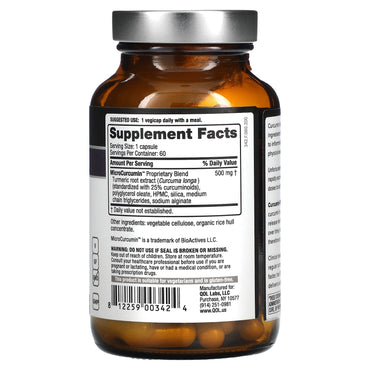 Quality Of Life, Curcumin Sr 125 mg, 60 VegiCaps UPC 812259003424 | HiLife Vitamins