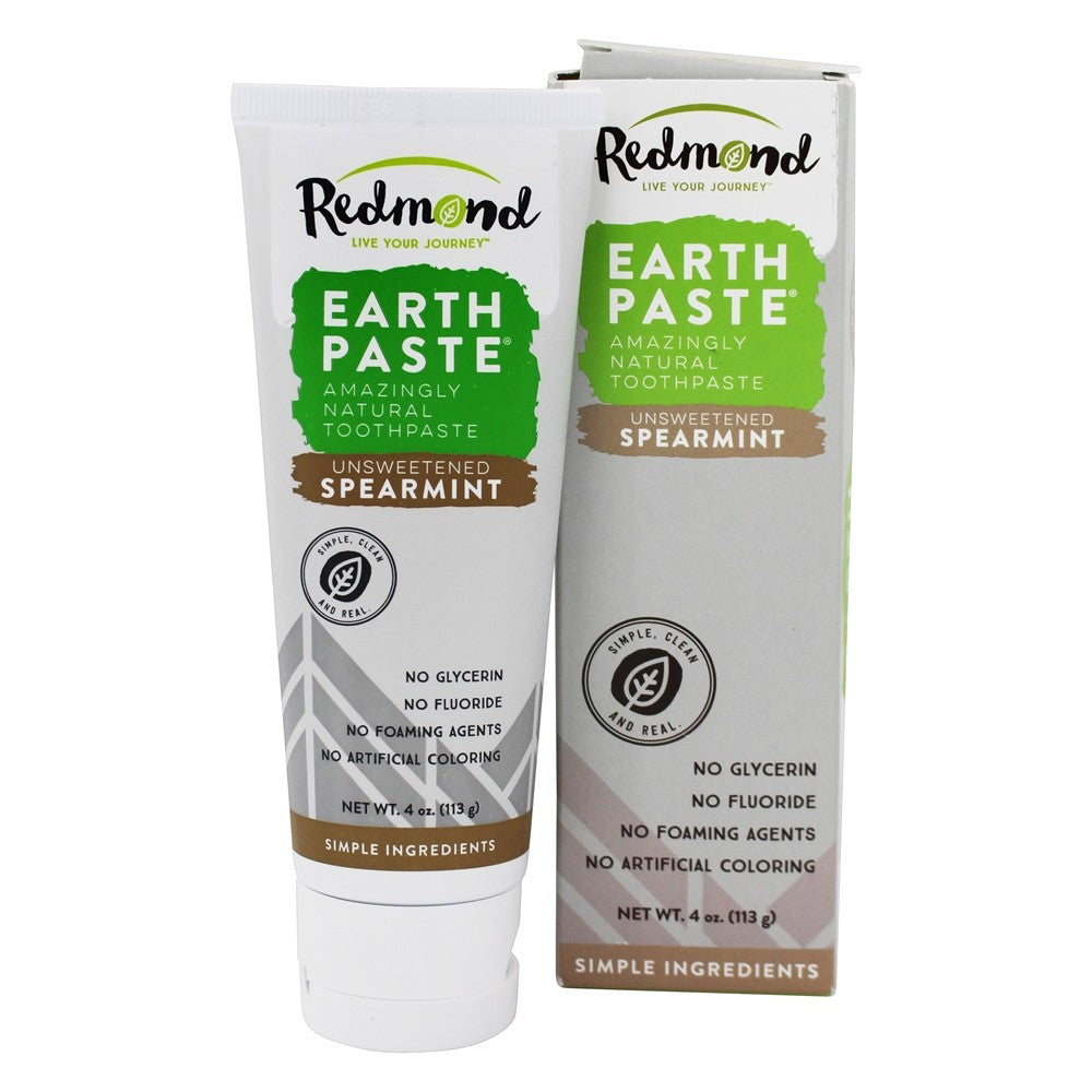 Redmond Life, Redmond Earthpaste, Unsweetened Spearmint 4 oz Tube, 4 Oz UPC 018788105701 | HiLife Vitamins