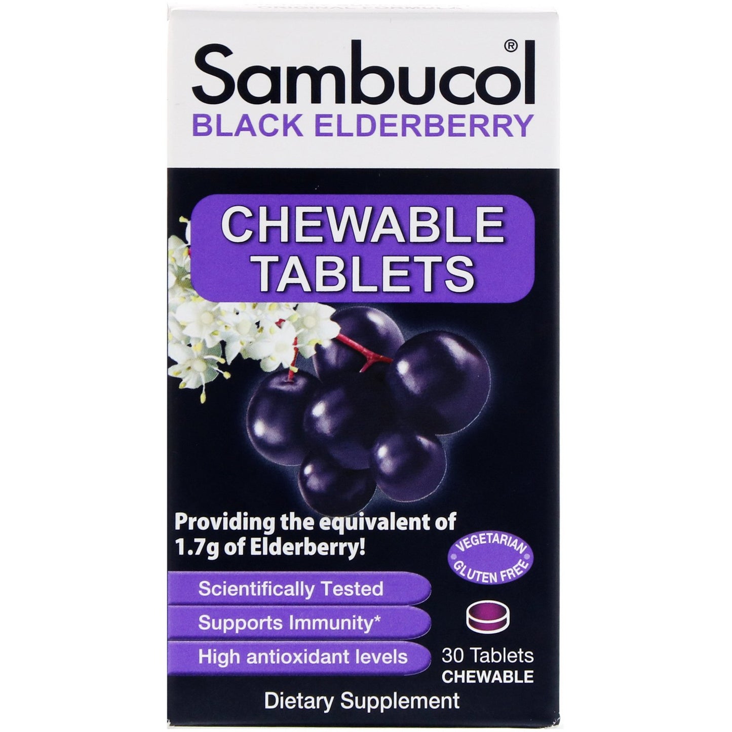 Sambucol, Black Elderberry, 30 Tablets UPC 896116001129 | HiLife Vitamins