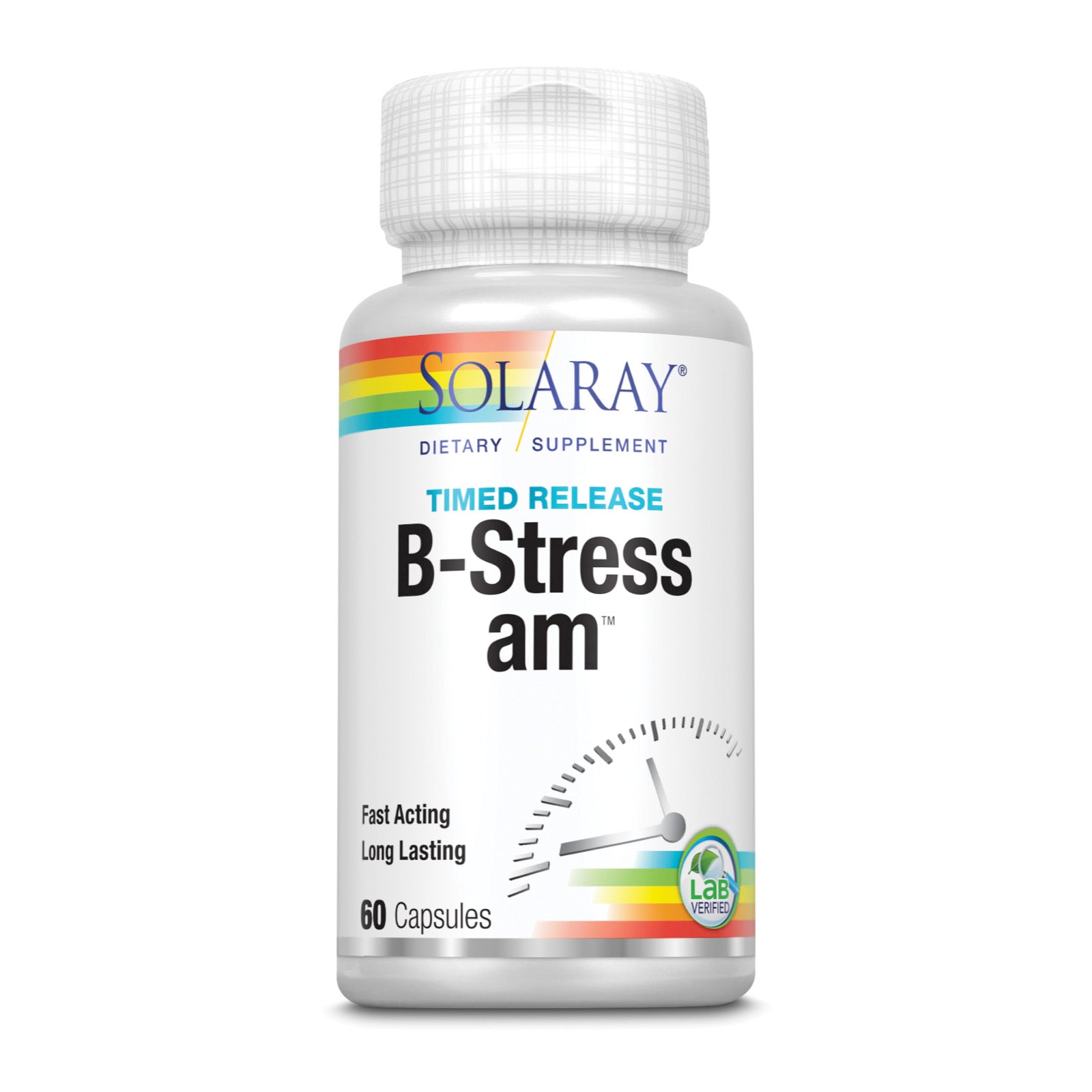 Solaray, B-Stress AM Time Released, 60 Capsules UPC 076280042207 | HiLife Vitamins