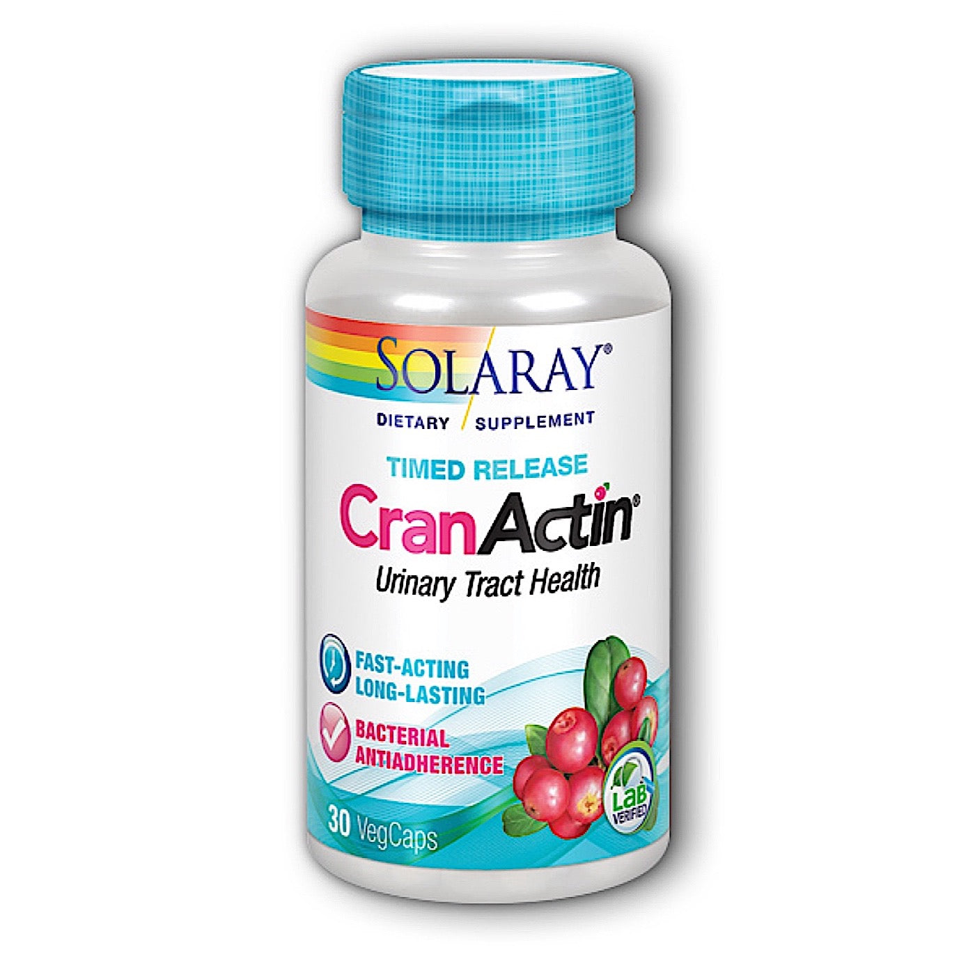 Solaray, CranActin Cranberry Extract, Bacterial Antiadherence Formula, Timed- Release, 30 VegCaps UPC 076280379969 | HiLife Vitamins