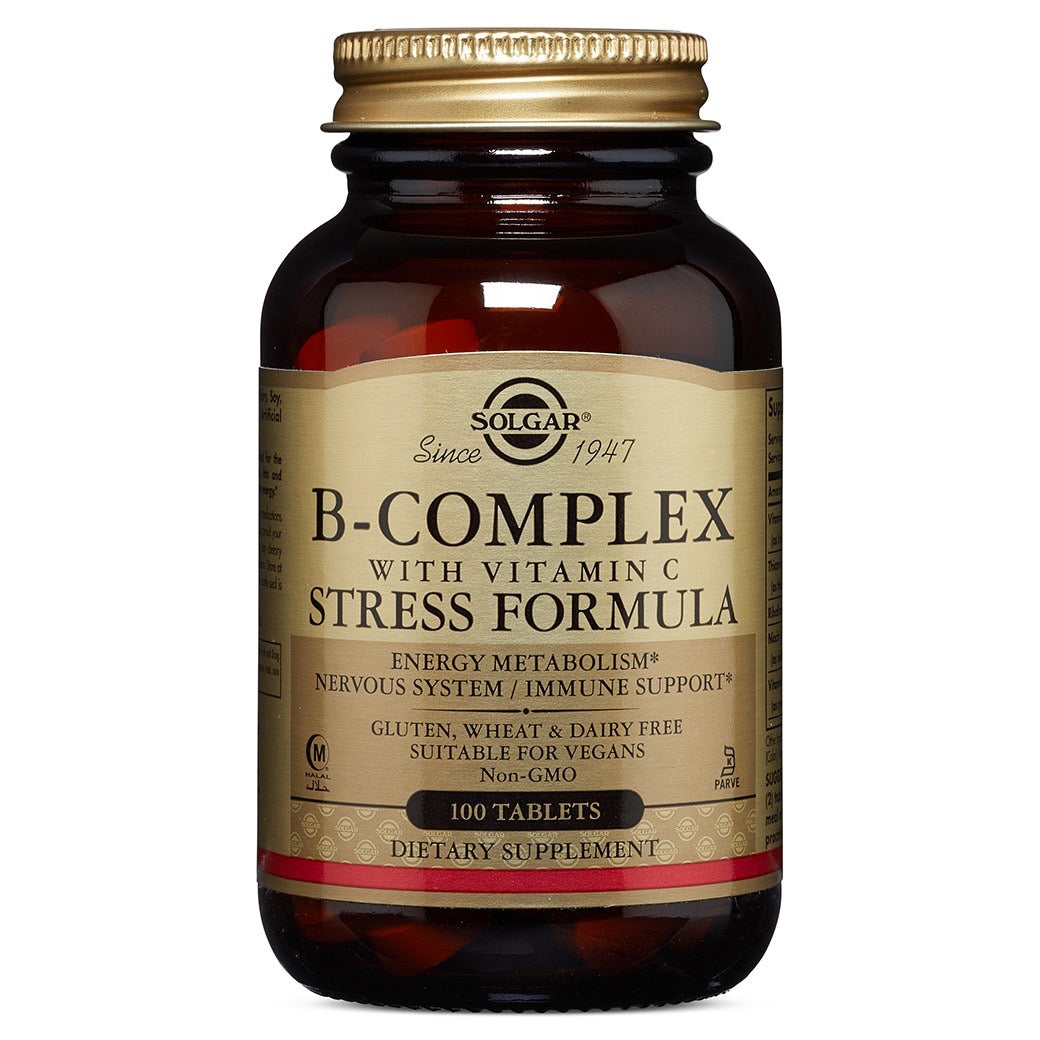 Solgar, B-Complex With Vitamin C Stress, 100 Tablets UPC 033984002005 | HiLife Vitamins