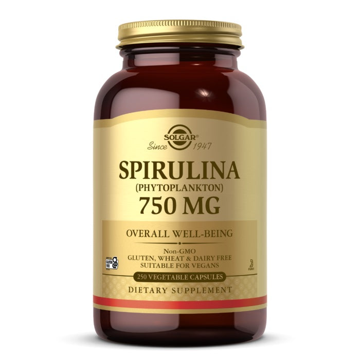 Solgar, Spirulina 750 mg, 250 Vegetable Capsules UPC 033984007161 | HiLife Vitamins