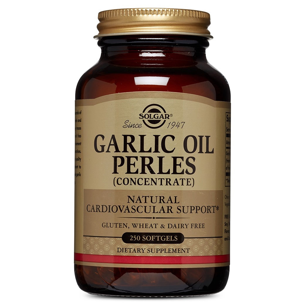 Solgar, Garlic Oil Perles, Concentrate, 250 Softgels UPC 033984012219 | HiLife Vitamins