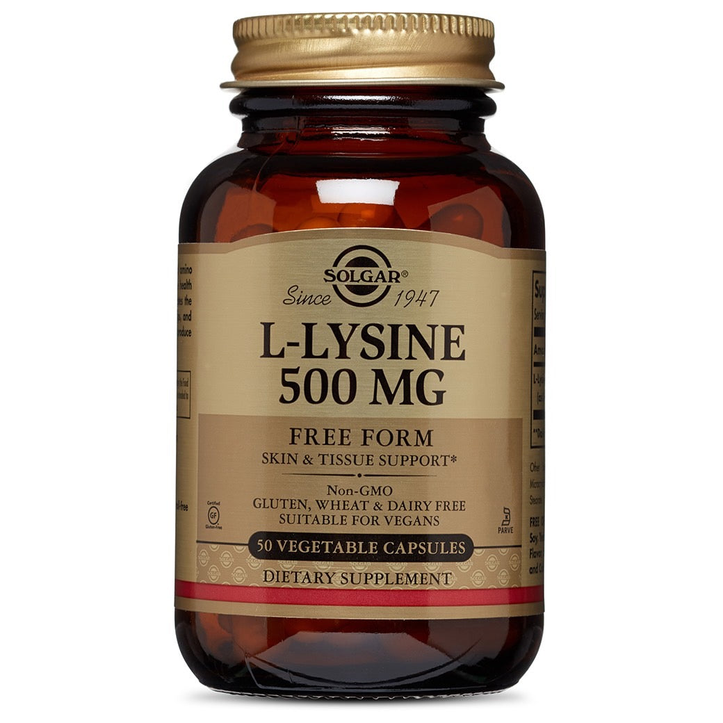Solgar, L-Lysine 500 mg, 50 Vegetable Capsules UPC 033984016804 | HiLife Vitamins