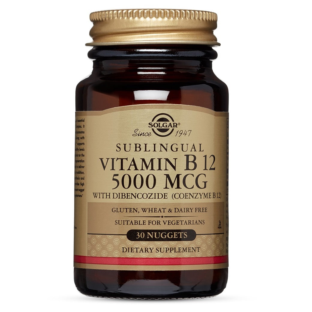 Solgar, Megasorb Vitamin B-12 5000mcg, 30 Nuggets UPC 033984017450 | HiLife Vitamins