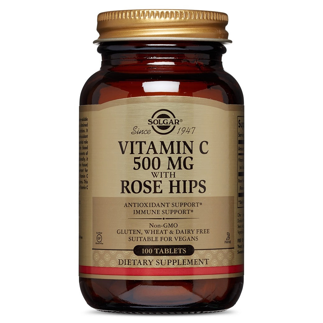 Solgar, C 500 mg With Rose Hips, 100 Tablets UPC 033984023802 | HiLife Vitamins