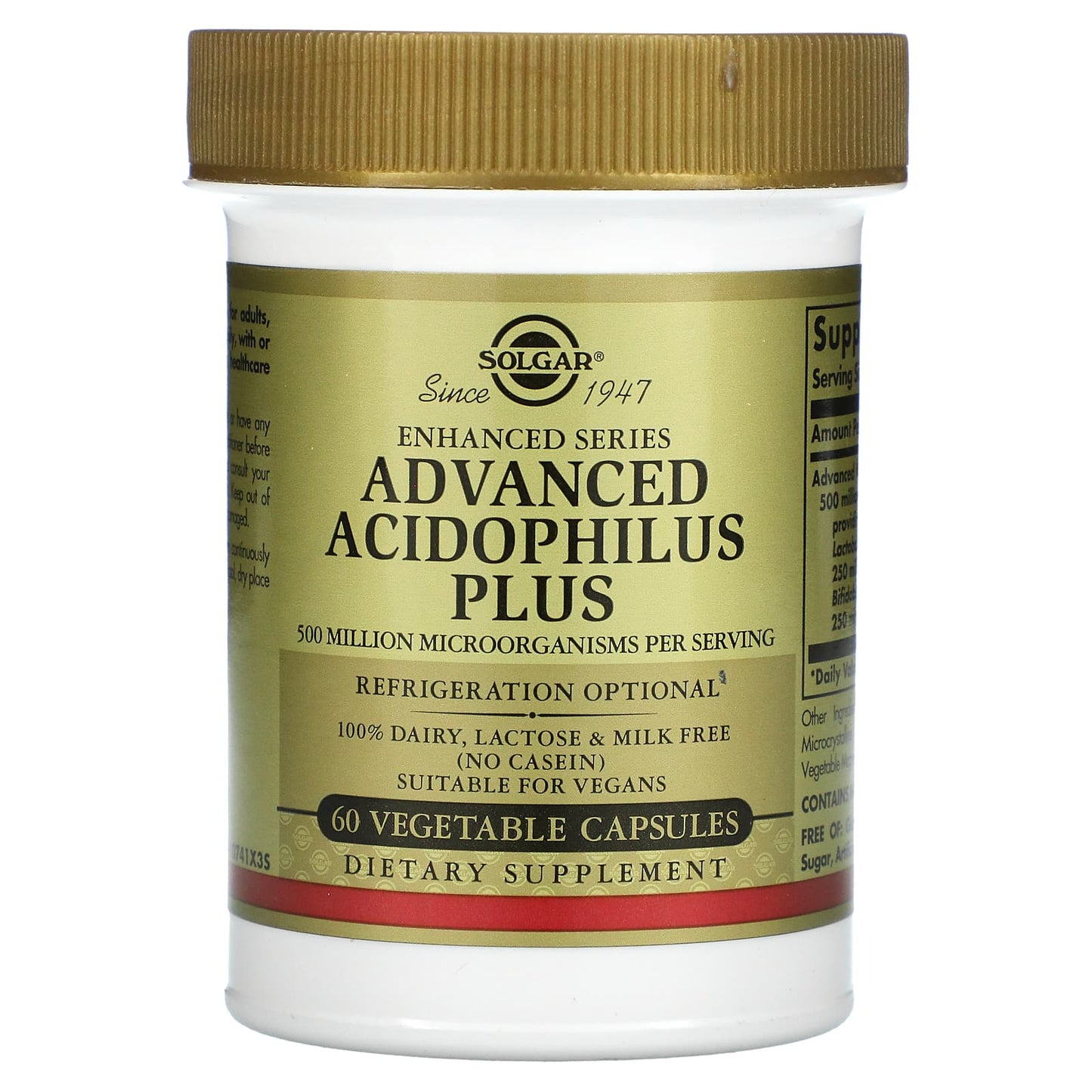 Solgar, Advanced Acidophilus Plus, 60 Vegetable Capsules UPC 033984000148 | HiLife Vitamins