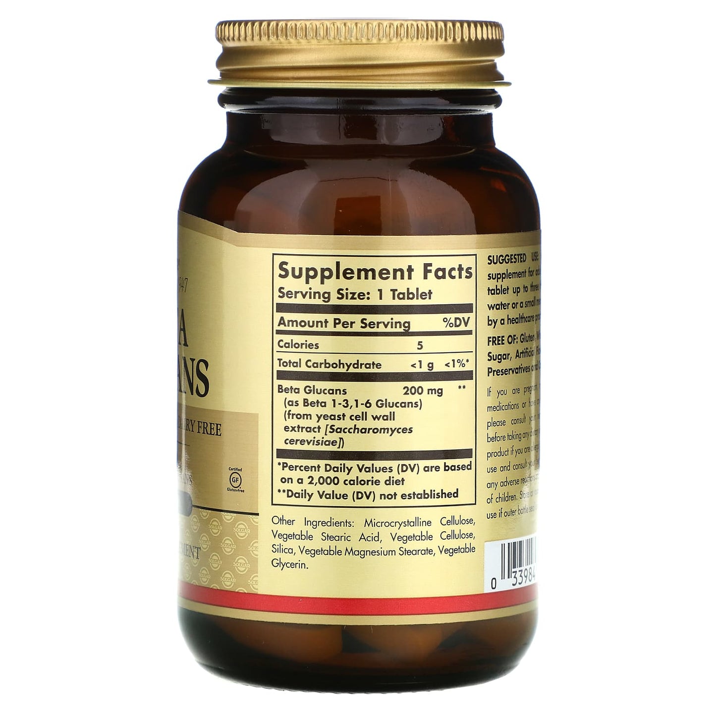 Solgar, Beta Glucans, 60 Tablets UPC 033984002357 | HiLife Vitamins