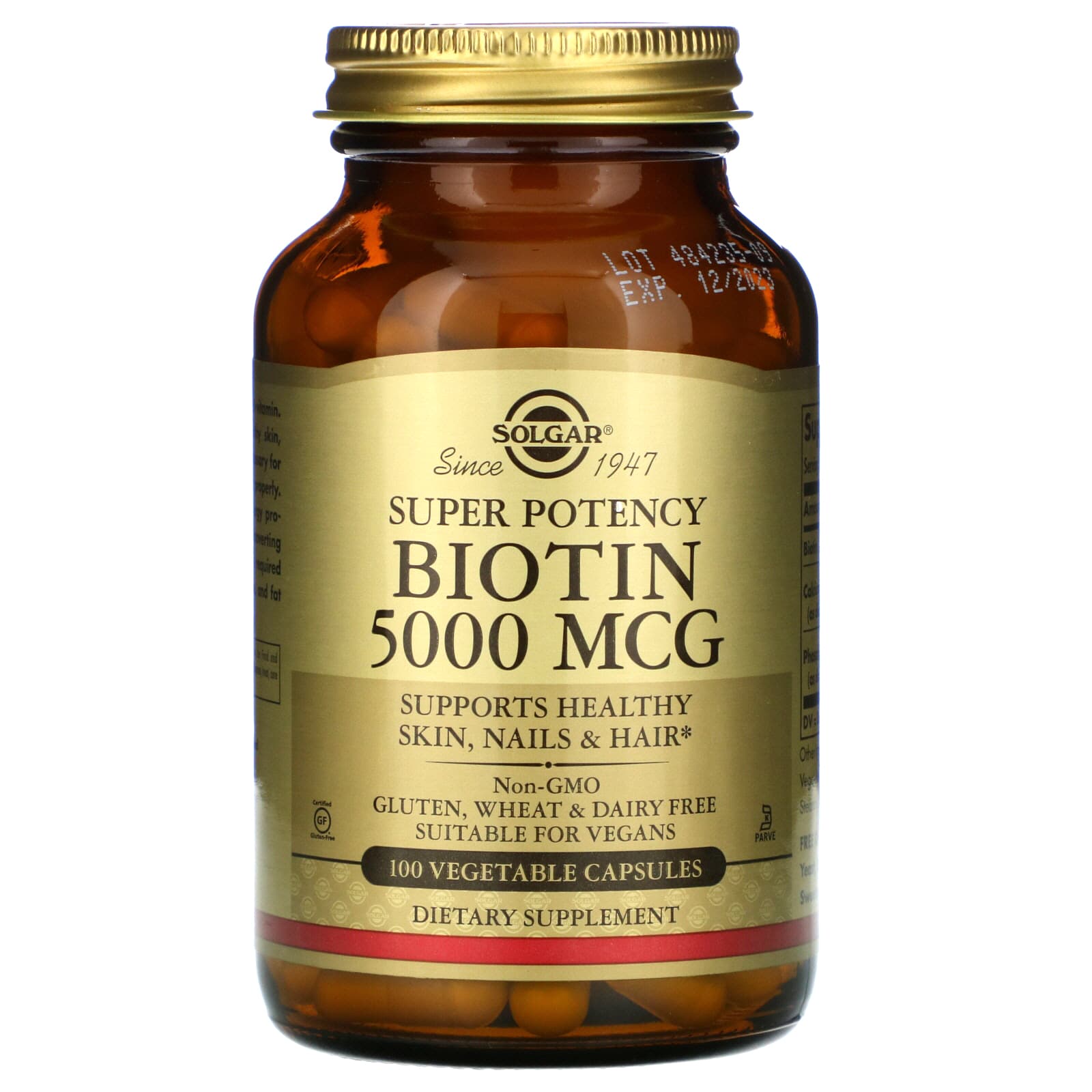 Solgar, Biotin 5000 Mcg, 100 Vegetable Capsules UPC 033984003149 | HiLife Vitamins
