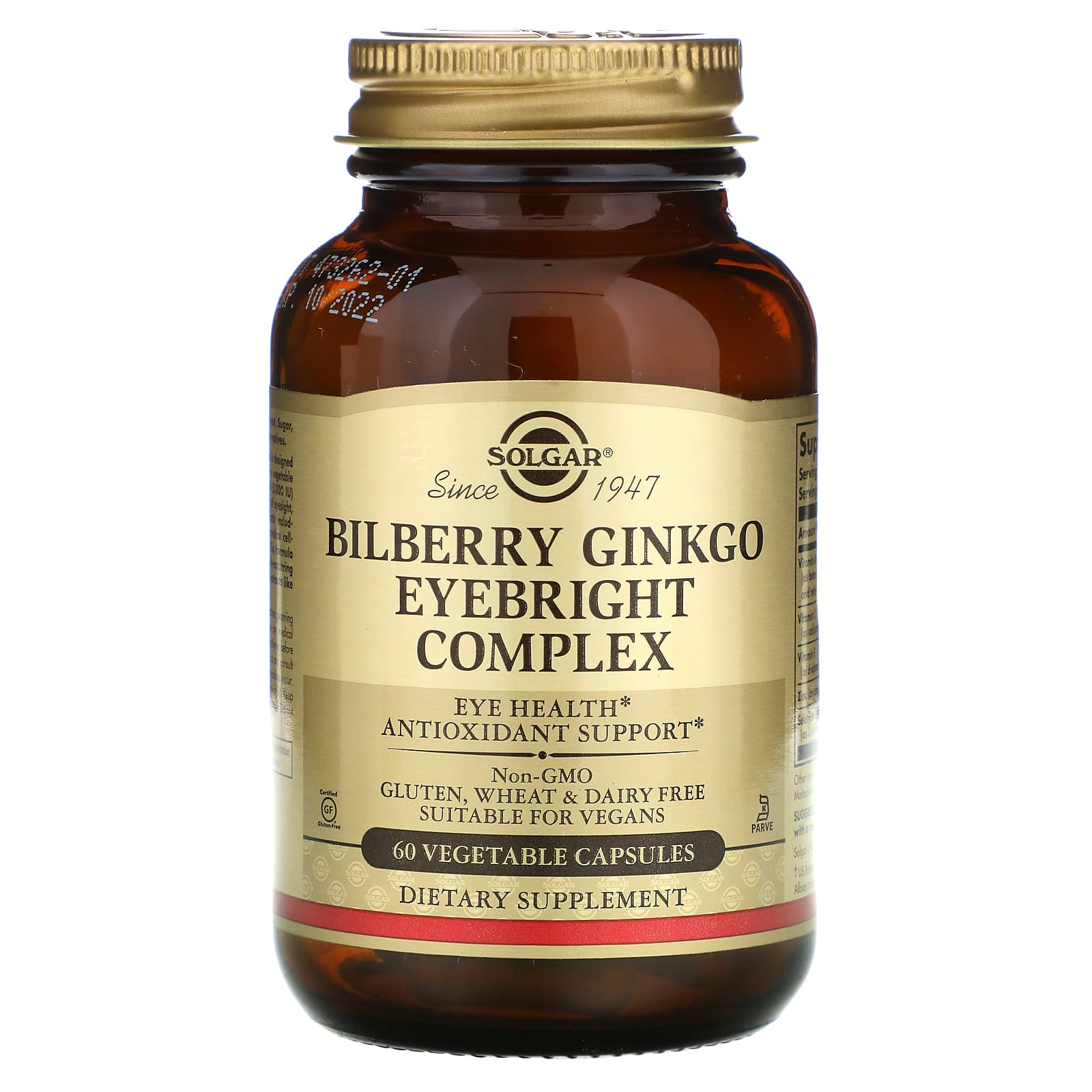 Solgar, Bilberry Ginkgo Eyebright Vegica, 60 Vegetable Capsules UPC 033984003156 | HiLife Vitamins