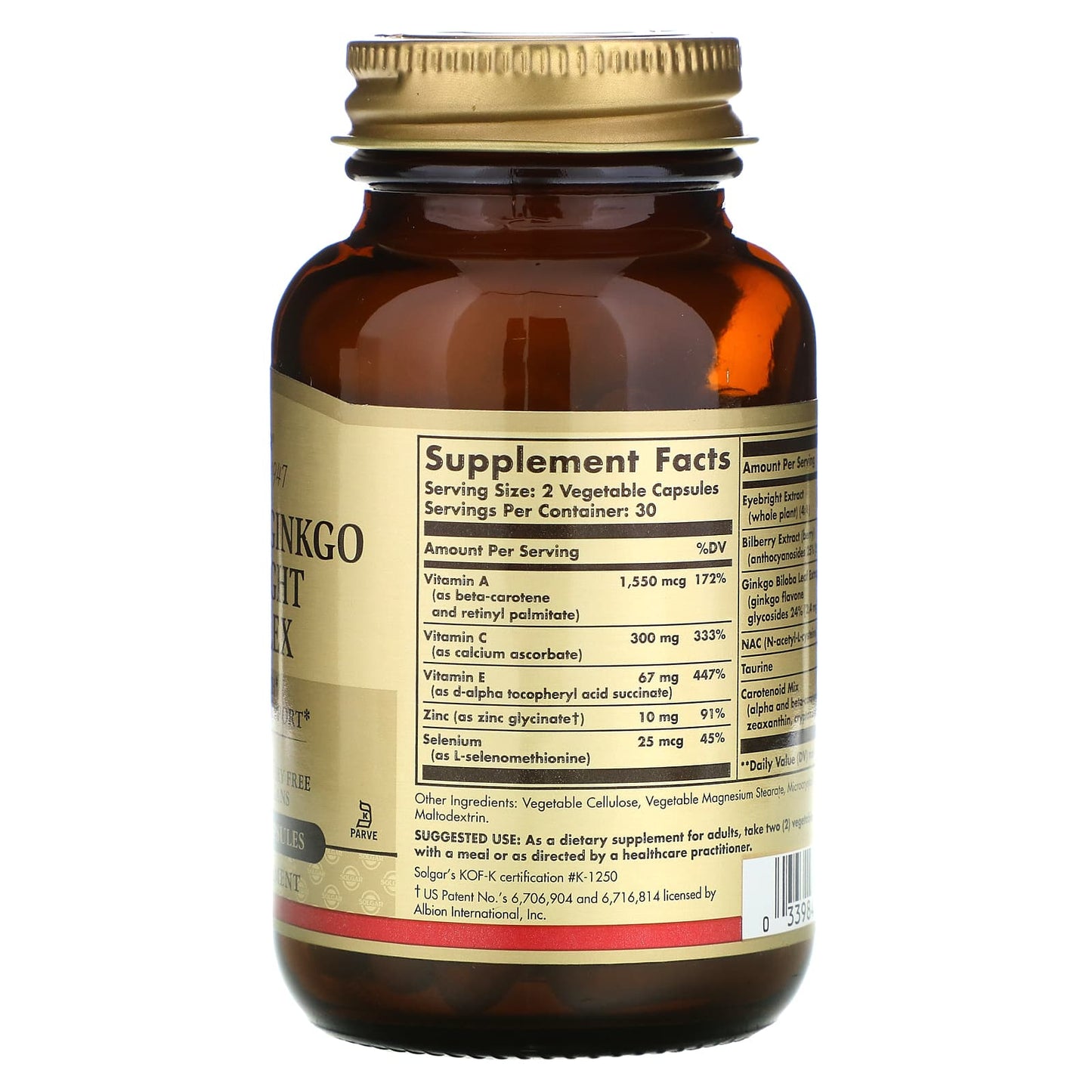 Solgar, Bilberry Ginkgo Eyebright Vegica, 60 Vegetable Capsules UPC 033984003156 | HiLife Vitamins
