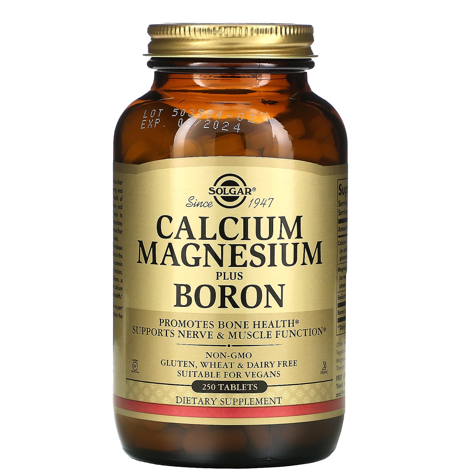Solgar, Calcium/Magnesium/Boron, 250 Tablets UPC 033984005167 | HiLife Vitamins