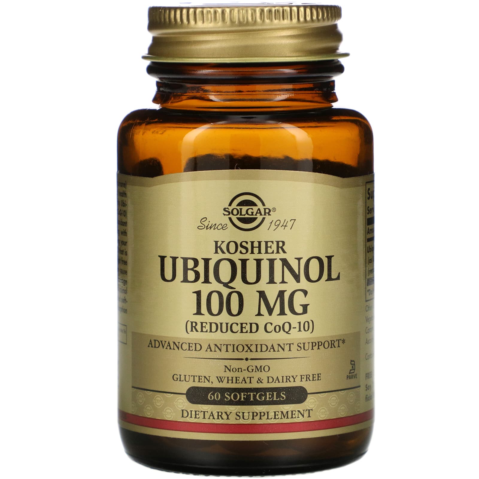 Solgar, Ubiquinol 100 mg Kosher (Reduced CoQ-10), 60 Softgels UPC 033984005389 | HiLife Vitamins