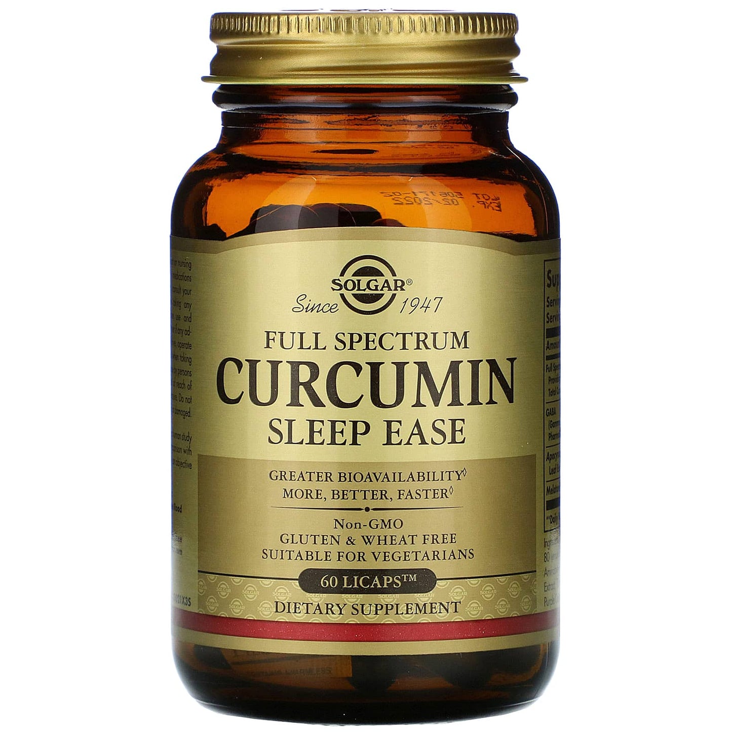 Solgar, Full Spectrum Curcumin, Sleep Ease, 60 licaps UPC 033984005525 | HiLife Vitamins