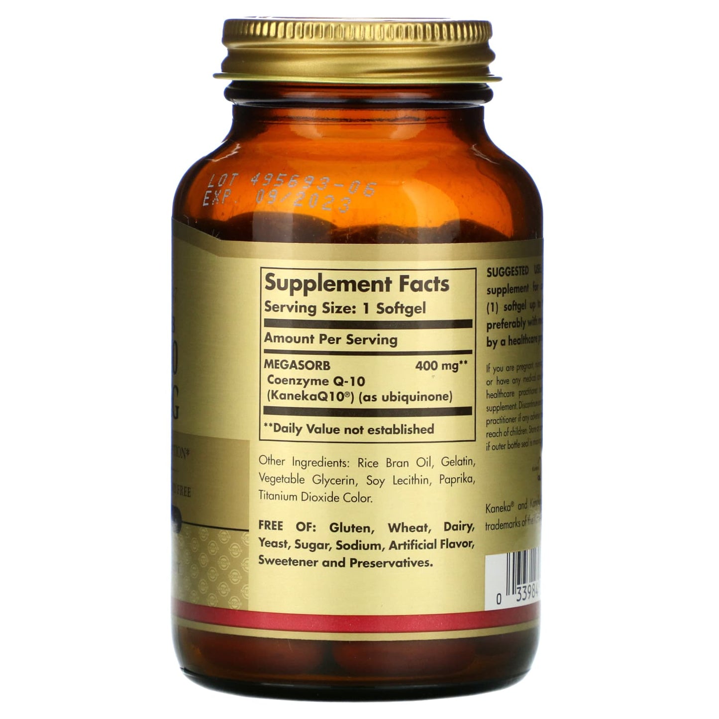 Solgar, CoQ-10, 400 mg, Megasorb, Coenzyme, 60 Softgels UPC 033984009752 | HiLife Vitamins