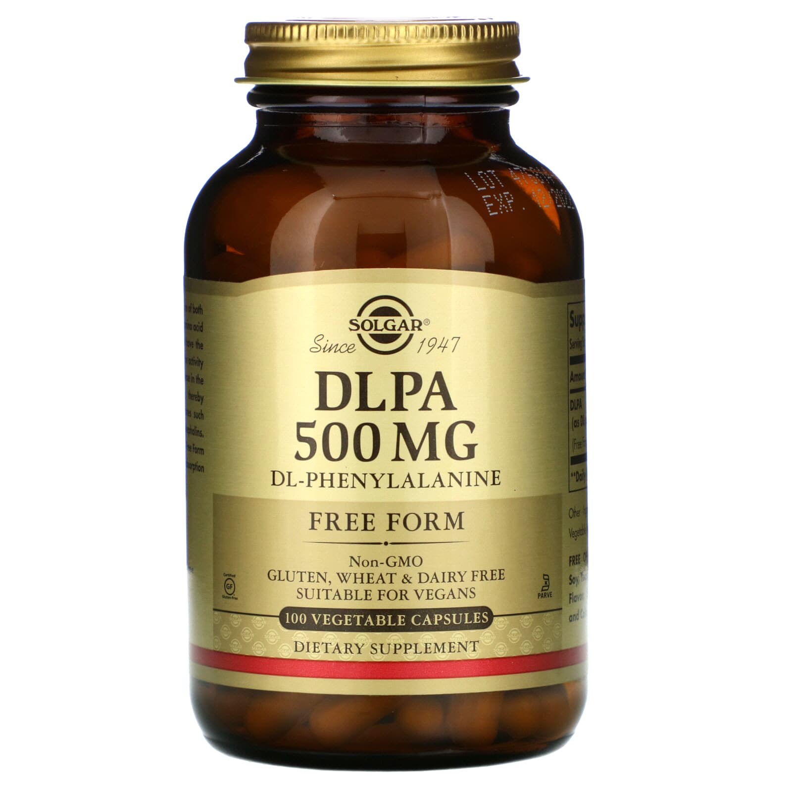 Solgar, Dlpa 500 mg, 100 Vegetable Capsules UPC 033984010116 | HiLife Vitamins