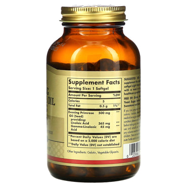 Solgar, Evening Primrose Oil 500 mg, 180 Softgels UPC 033984010437 | HiLife Vitamins