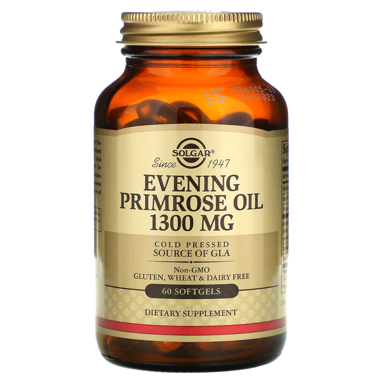 Solgar, Evening Primrose Oil 1300 mg, 60 Softgels UPC 033984010574 | HiLife Vitamins