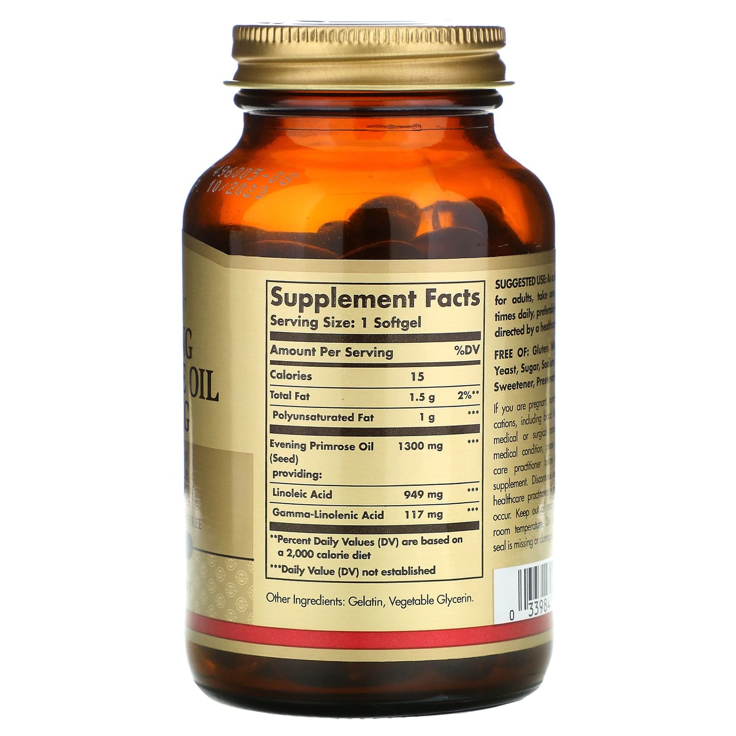 Solgar, Evening Primrose Oil 1300 mg, 60 Softgels UPC 033984010574 | HiLife Vitamins