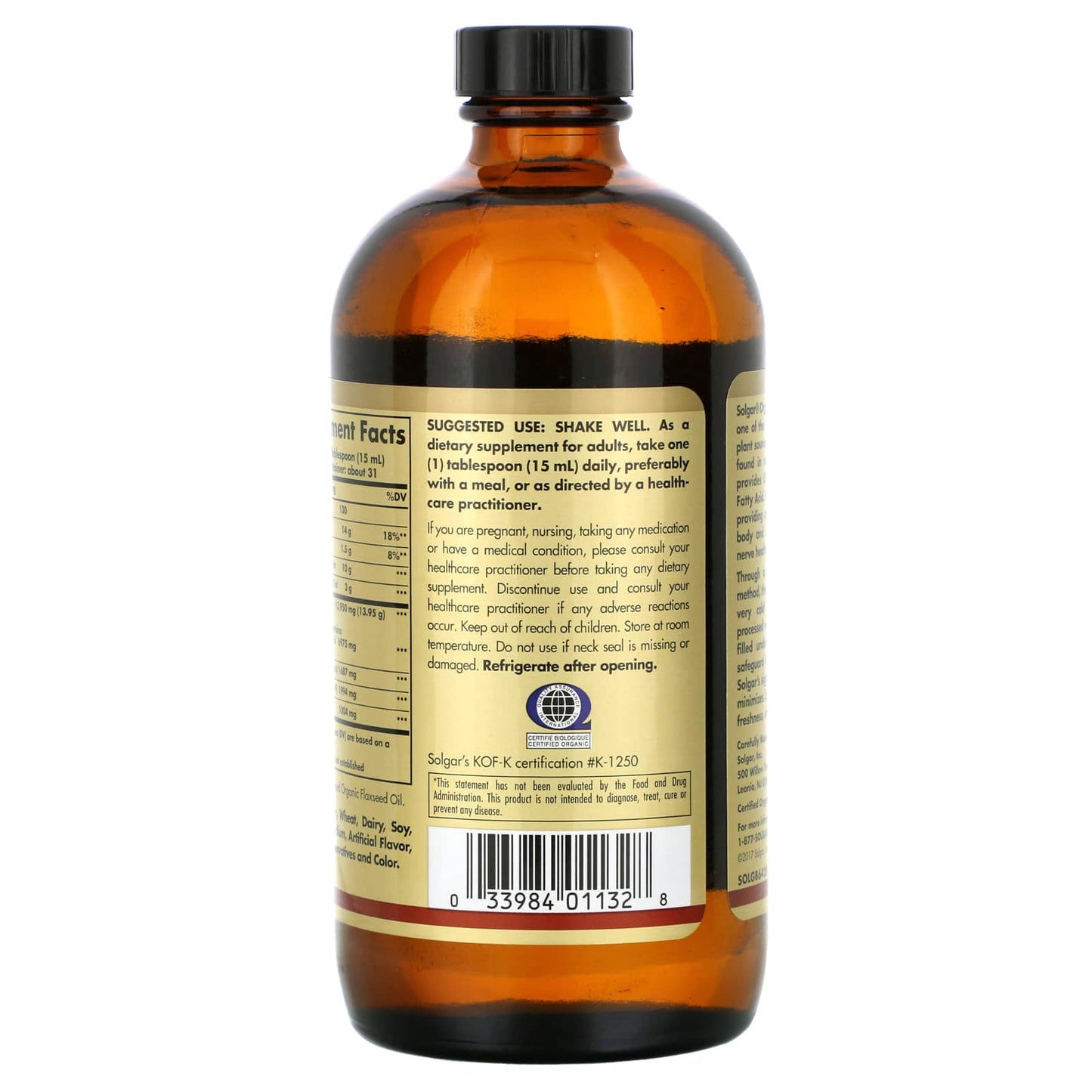 Solgar, Earth Source Flaxseed Oil, 16 Oz Softgels UPC 033984011328 | HiLife Vitamins