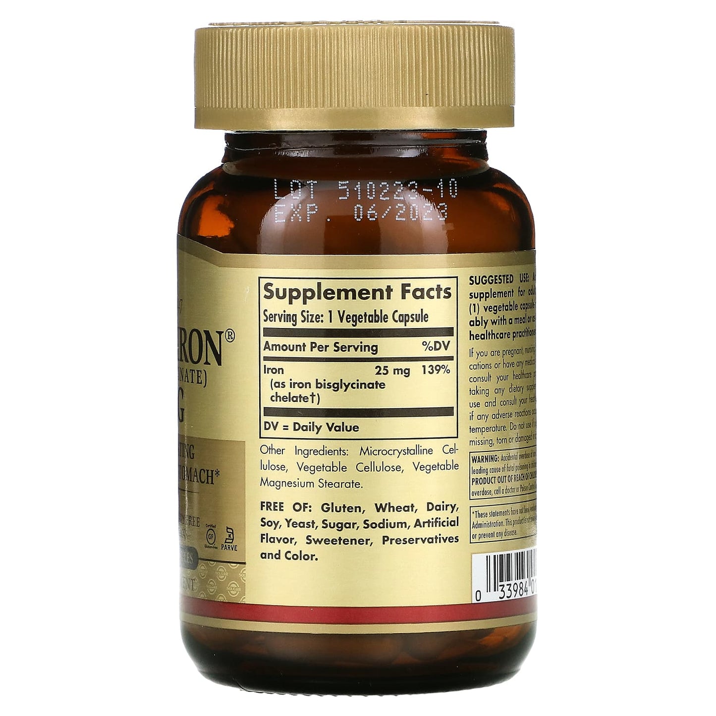Solgar, Gentle Iron, 90 Vegetable Capsules UPC 033984012493 | HiLife Vitamins