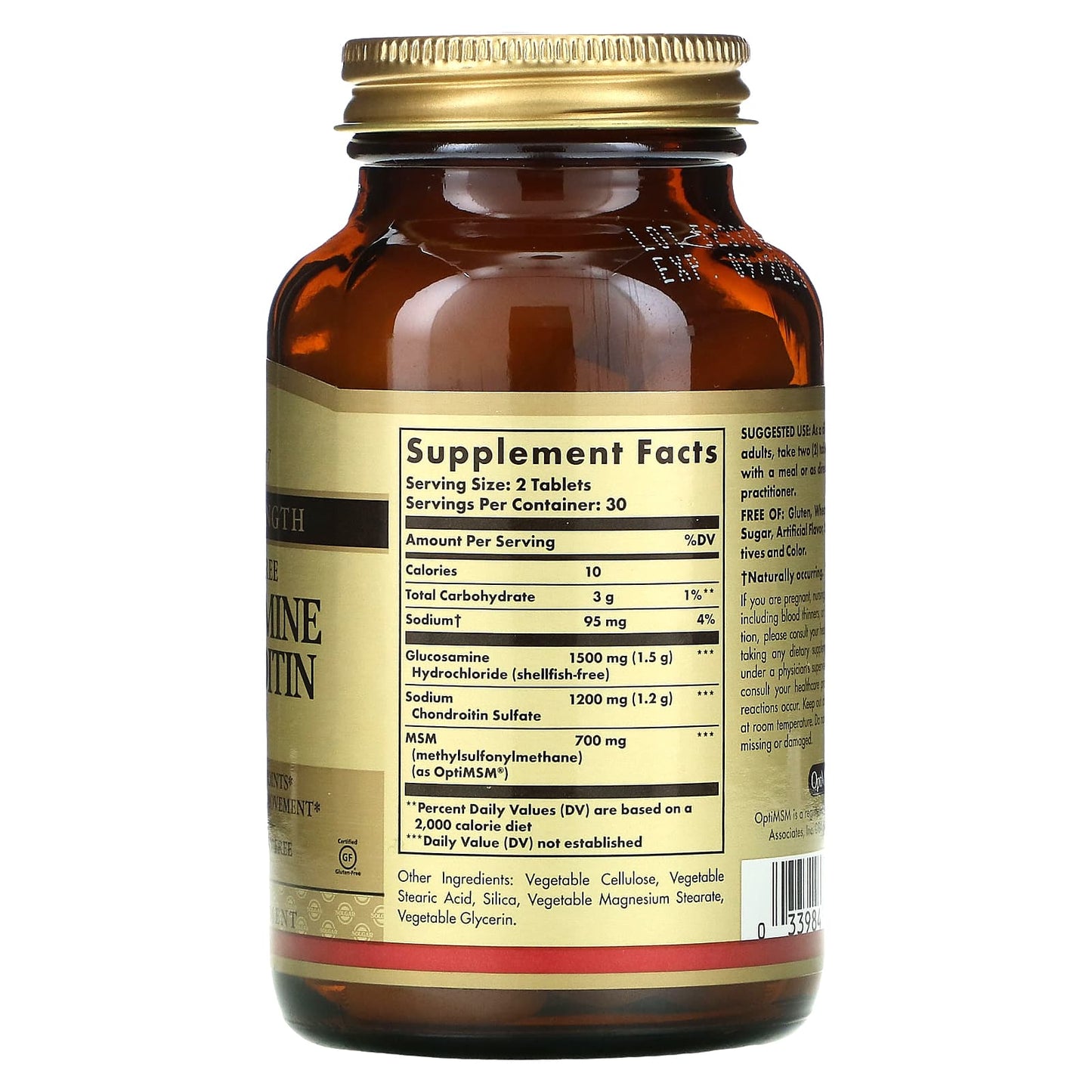 Solgar, Extra Strength Glucosamine Chondroitin Msm - Shellfish-Free, 60 Tablets UPC 033984013186 | HiLife Vitamins