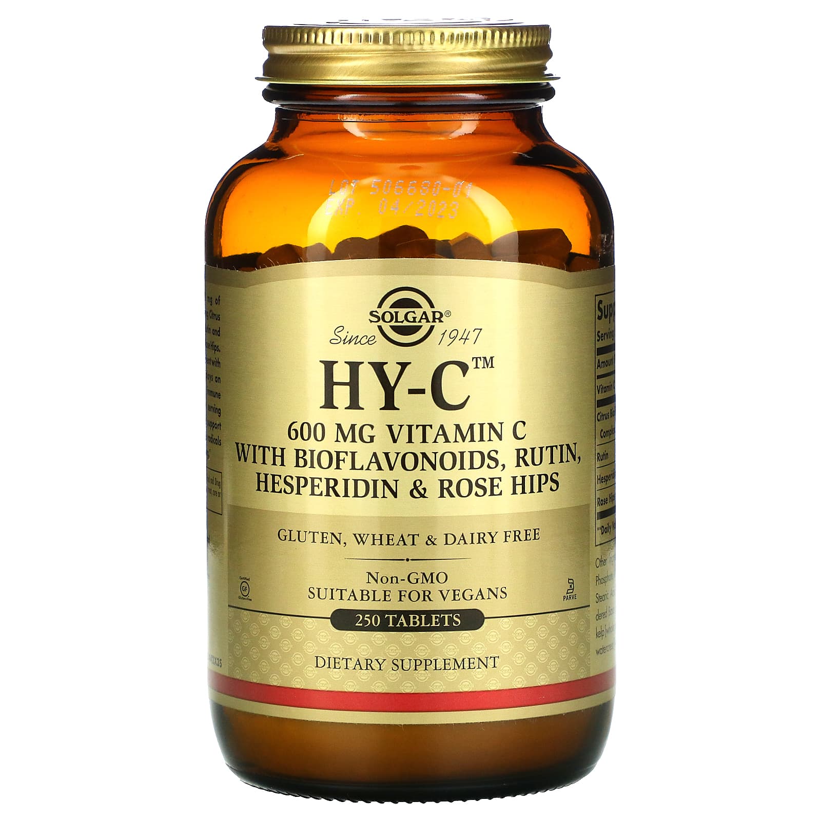Solgar, Hy-C, 250 Tablets UPC 033984014428 | HiLife Vitamins
