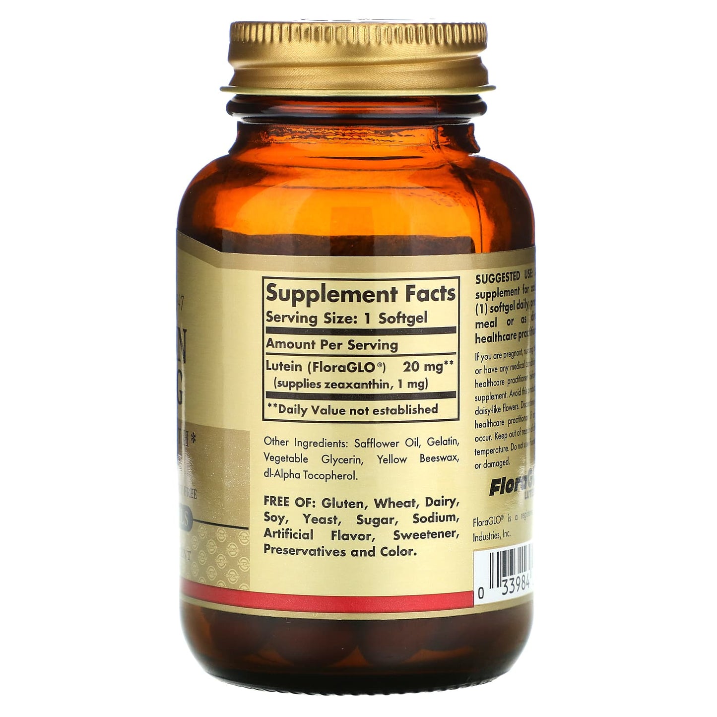 Solgar, Lutein 20 mg, 60 Softgels UPC 033984016750 | HiLife Vitamins