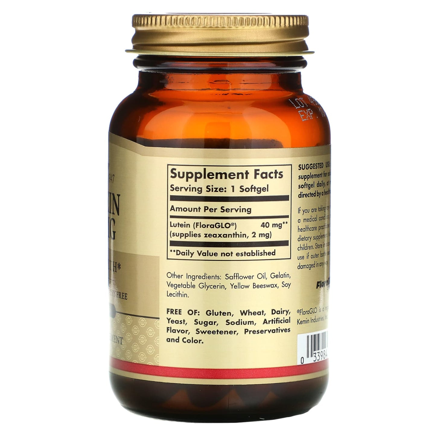 Solgar, Lutein 40 mg, 30 Softgels UPC 033984016774 | HiLife Vitamins