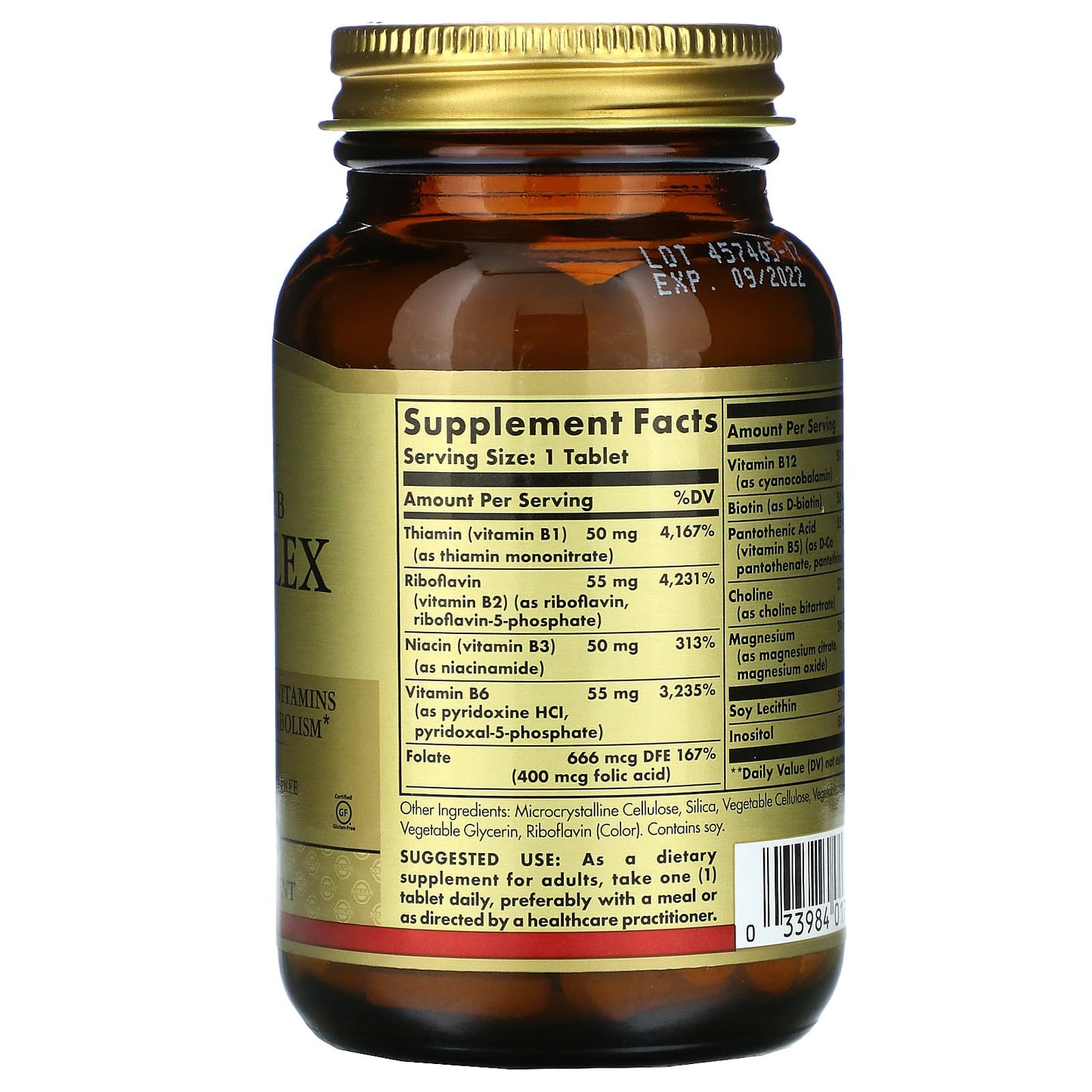 Solgar, Megasorb B Complex "50”, 100 Tablets UPC 033984017511 | HiLife Vitamins