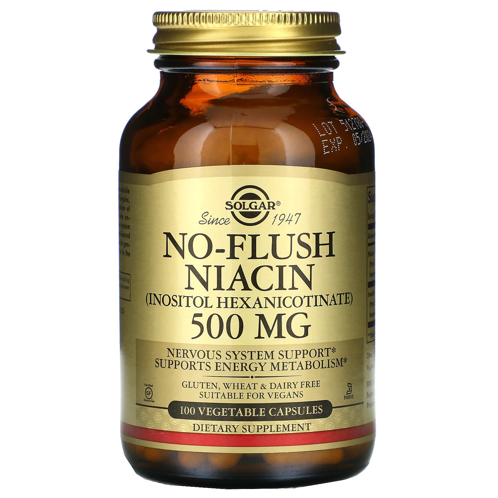 Solgar, No-Flush Niacin 500 mg, 100 Vegetable Capsules UPC 033984019119 | HiLife Vitamins
