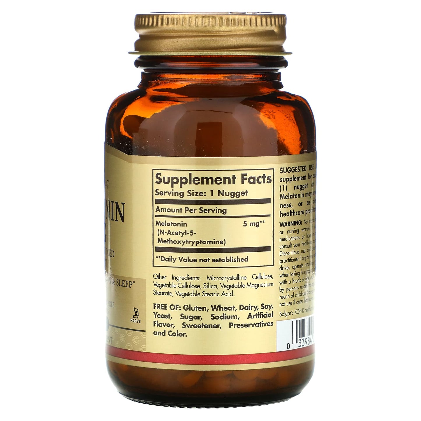 Solgar, Melatonin 5 mg, 120 Nuggets UPC 033984019379 | HiLife Vitamins