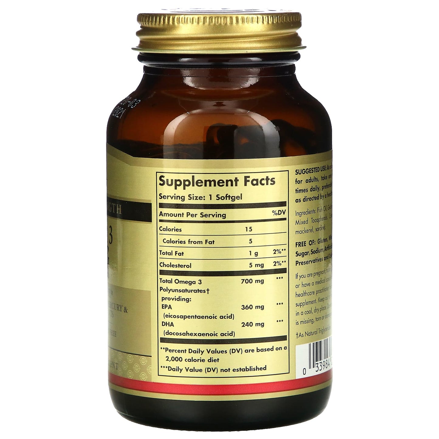 Solgar, Omega-3 700, 60 Softgels UPC 033984020511 | HiLife Vitamins
