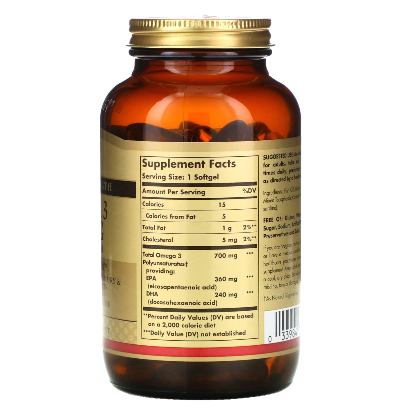 Solgar, Omega-3 700, 120 Softgels UPC 033984020535 | HiLife Vitamins