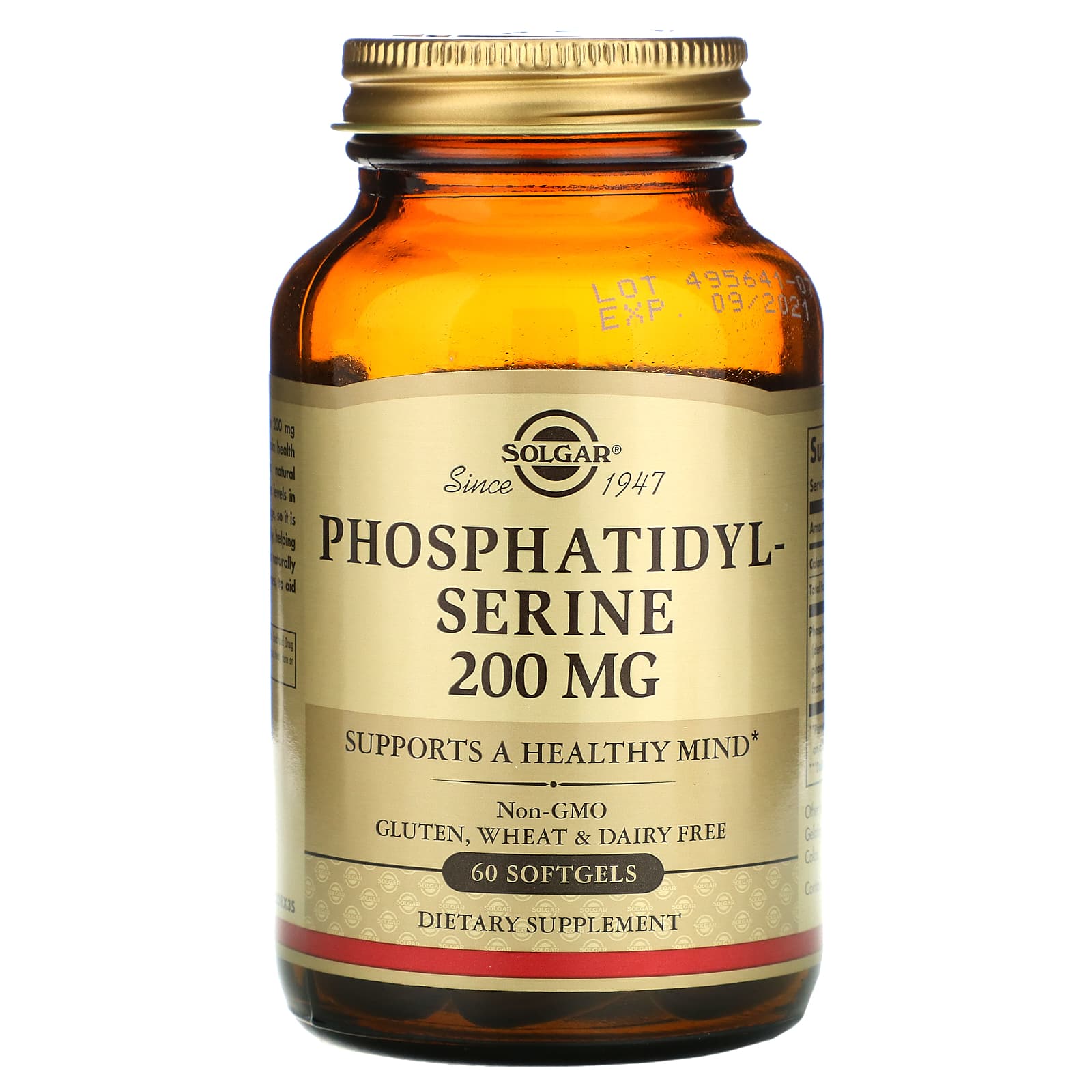 Solgar, Phosphatidylserine, 200 mg, 60 Softgels UPC 033984022089 | HiLife Vitamins