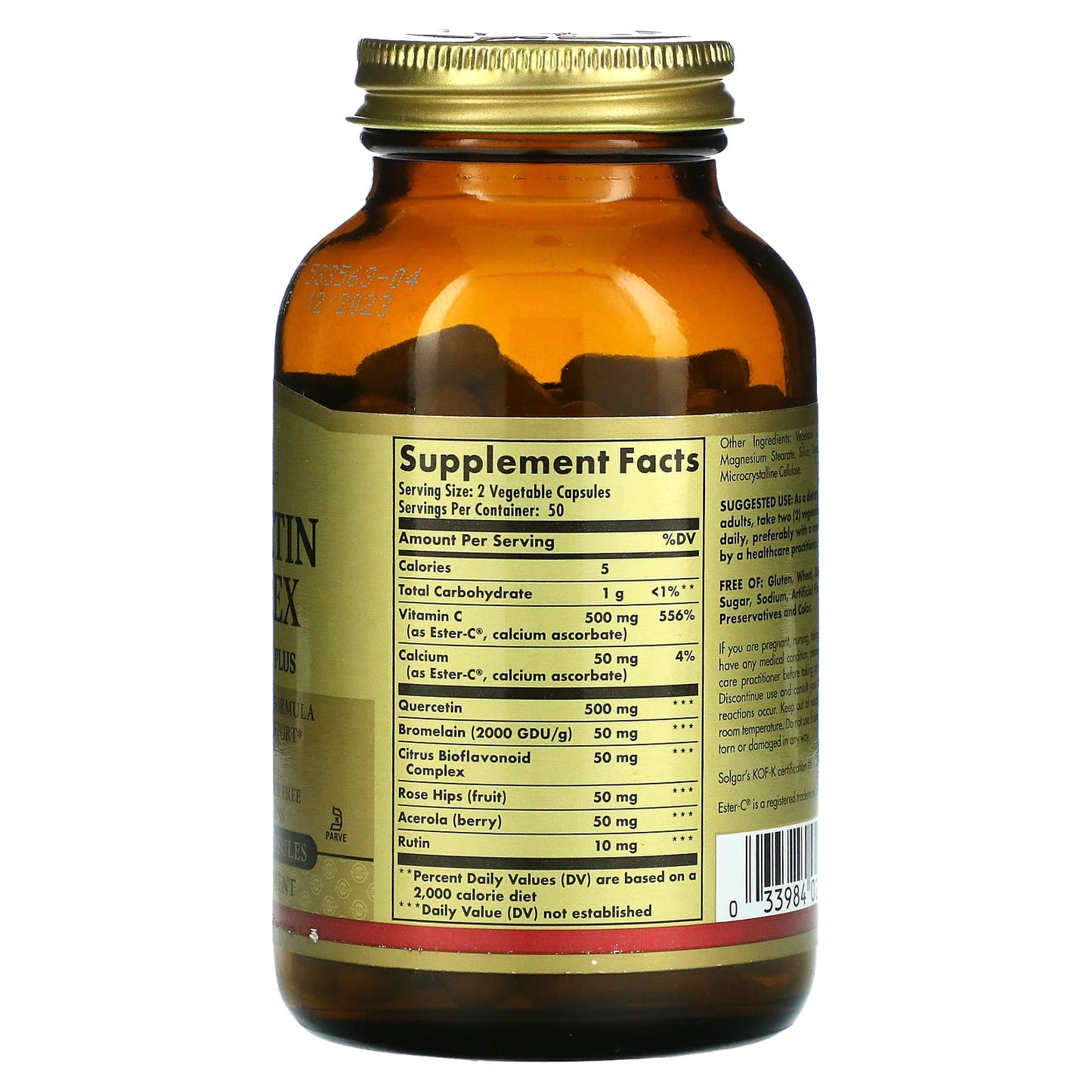 Solgar, Quercetin Complex with Ester-C Plus, 100 Vegetable Capsules UPC 033984023192 | HiLife Vitamins