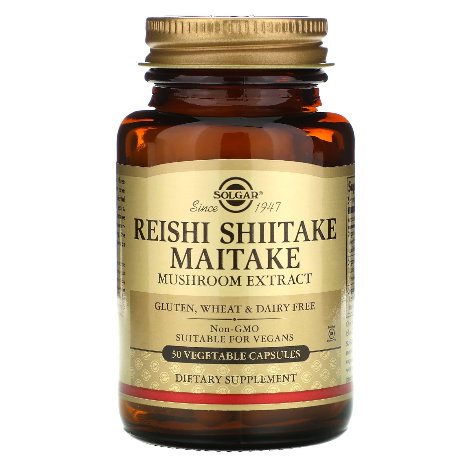 Solgar, Reishi Shiitake Maitake Mush Ext, 50 Tablets UPC 033984023277 | HiLife Vitamins