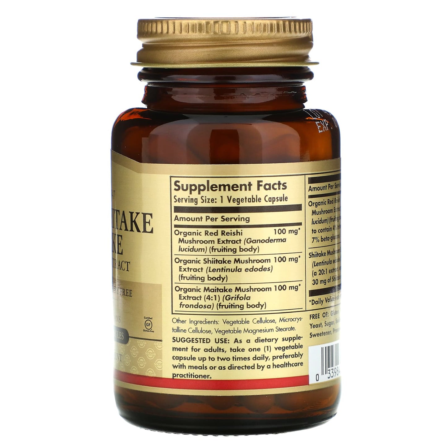 Solgar, Reishi Shiitake Maitake Mush Ext, 50 Tablets UPC 033984023277 | HiLife Vitamins