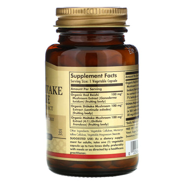 Solgar, Reishi Shiitake Maitake Mush Ext, 50 Tablets UPC 033984023277 | HiLife Vitamins