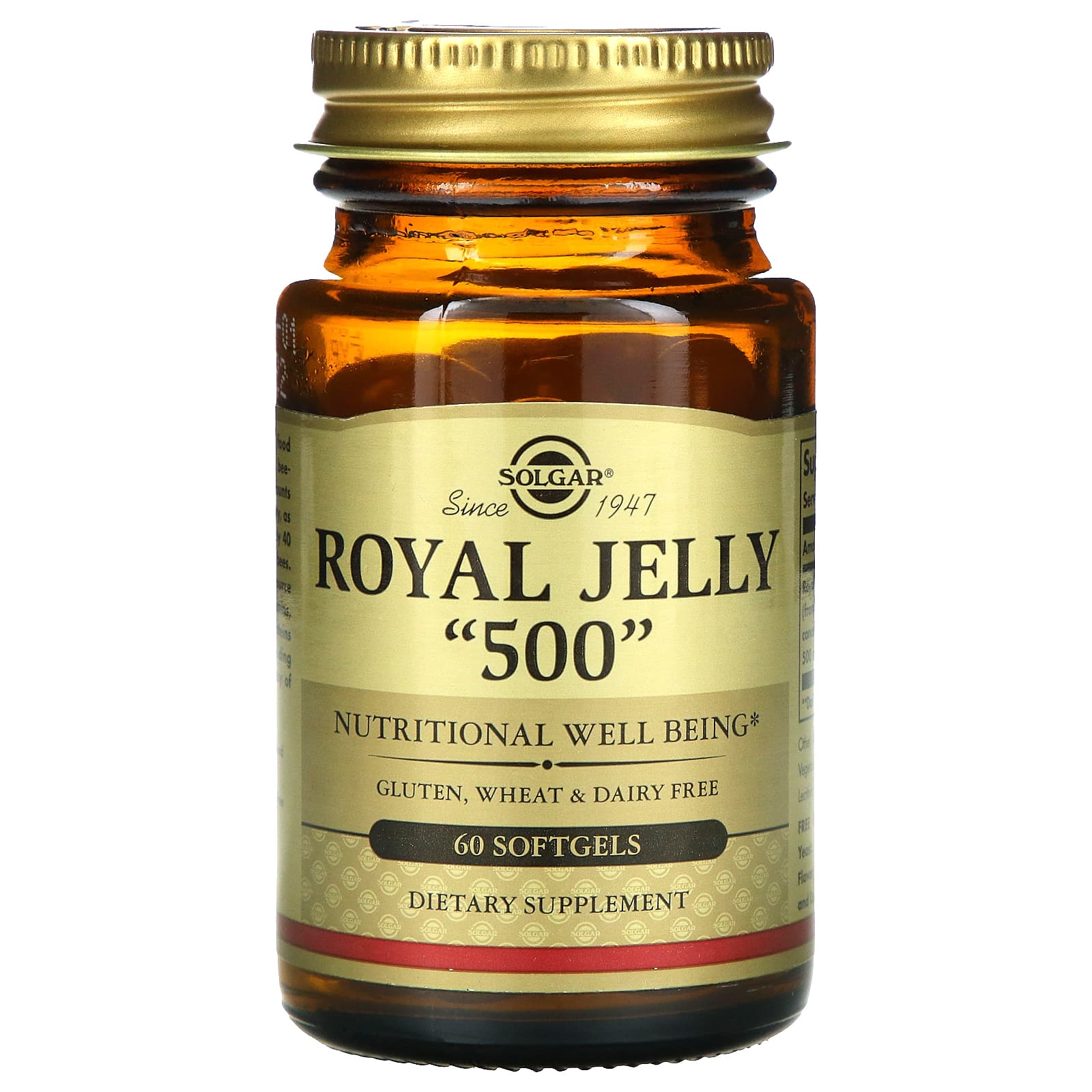 Solgar, Royal Jelly 500, 60 Softgels UPC 033984024311 | HiLife Vitamins
